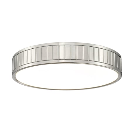 Z-Lite Madison Flush Mount, 1-Light, 16.5 In.W x 3 In.H, Brushed Nickel/Frosted 1005F16-BN-LED